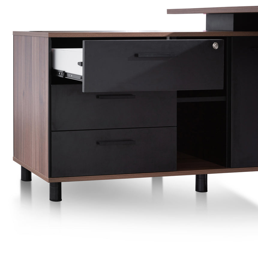 COT6165-SN 1.8m Executive Desk Left Return with Black Legs - Walnut