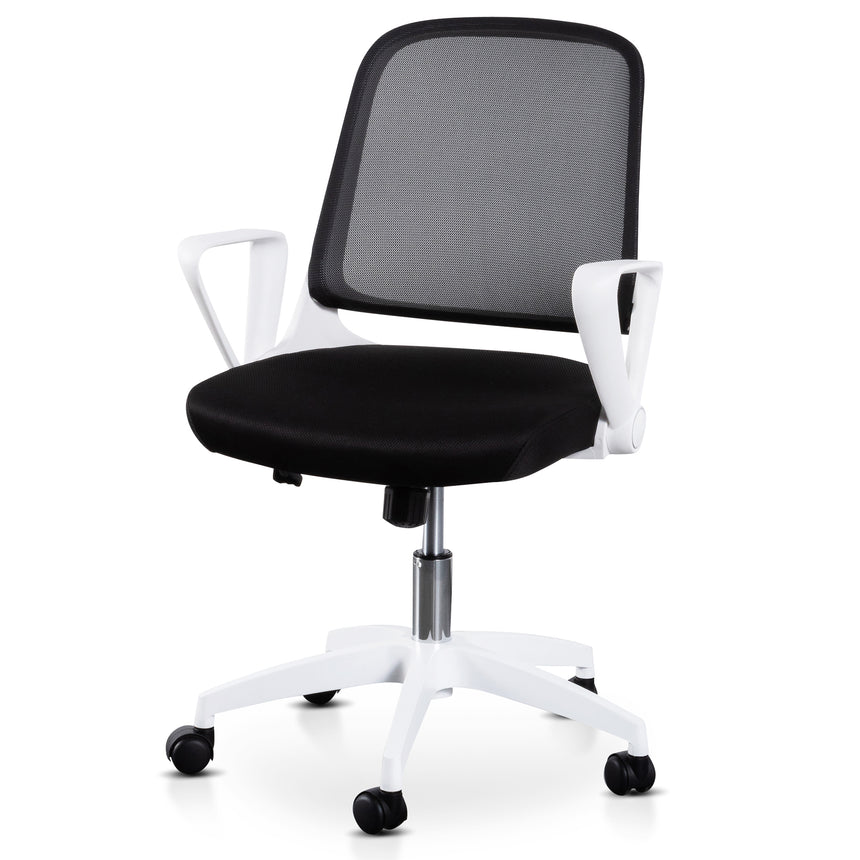 COC6190-LF Black Office Chair - White Arm and Base