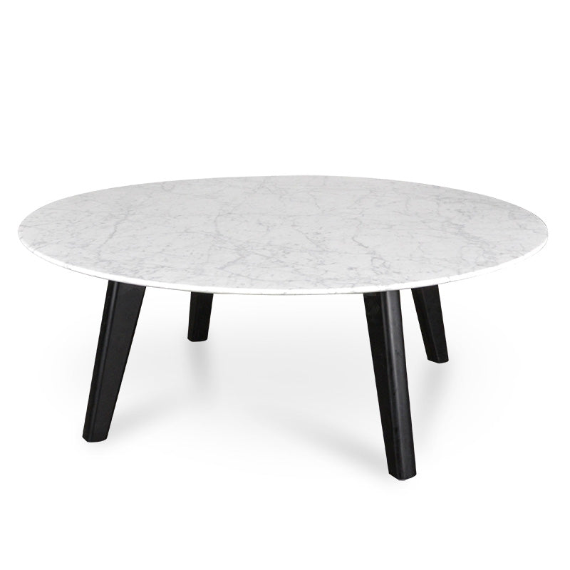 CCF8666-NI Travertine Marble 100cm Round Coffee Table - White Wash