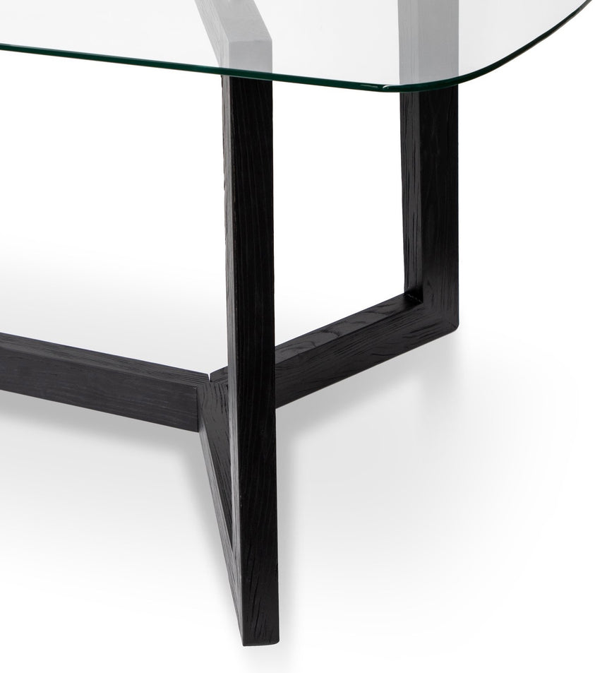 CDT2797-NI 2.4m Dining Table - Glass Top with Black Base