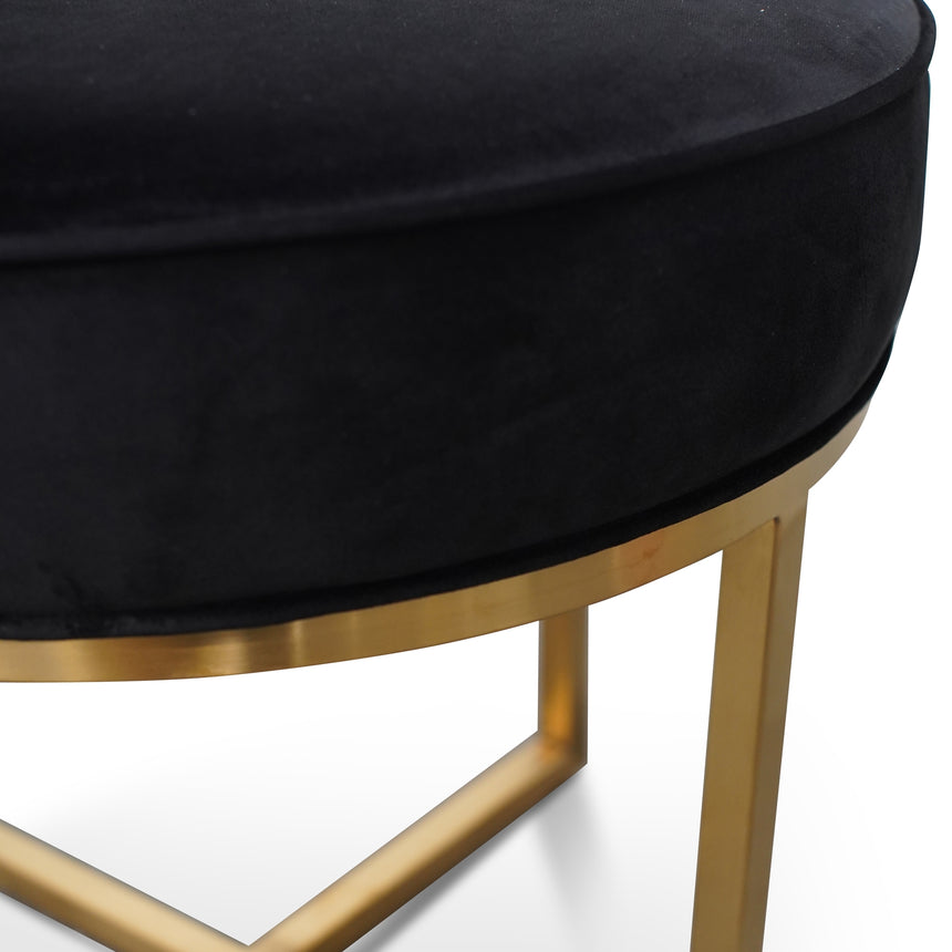 CLC2617-BS Steel Frame Ottoman In Black Velvet Seat - Brushed Gold Base