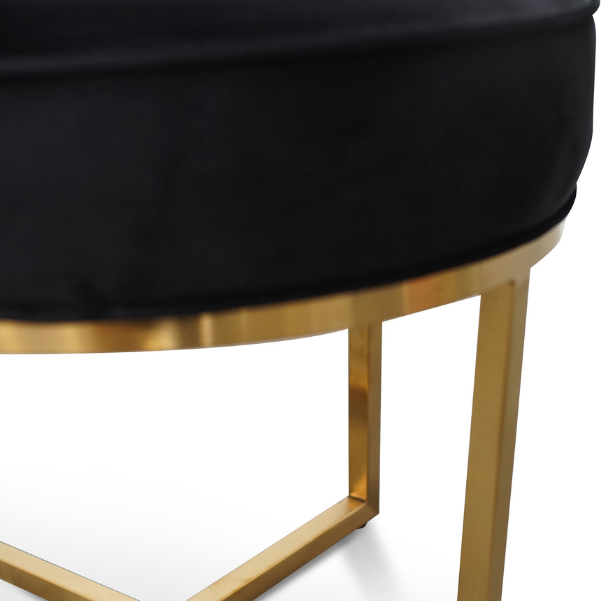 CLC2617-BS Steel Frame Ottoman In Black Velvet Seat - Brushed Gold Base