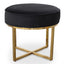 CLC2617-BS Steel Frame Ottoman In Black Velvet Seat - Brushed Gold Base