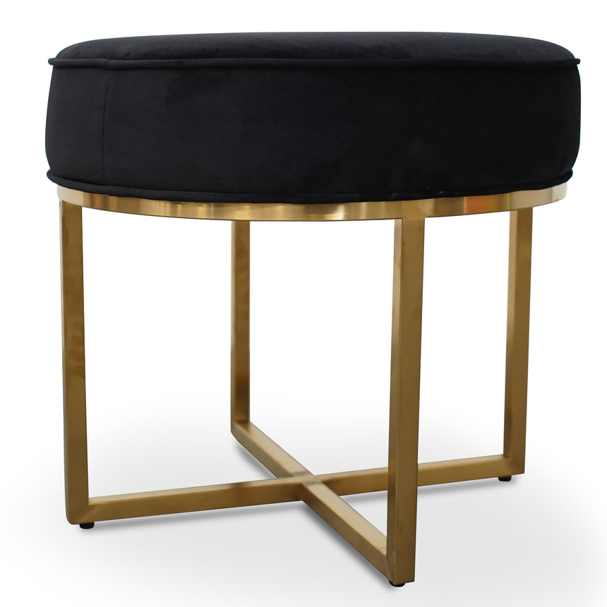 CLC2617-BS Steel Frame Ottoman In Black Velvet Seat - Brushed Gold Base