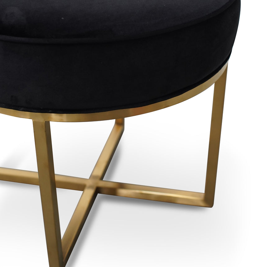 CLC2617-BS Steel Frame Ottoman In Black Velvet Seat - Brushed Gold Base