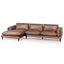 CLC6247-KSO 4 Seater Left Chaise Leather Sofa - Saddle Brown