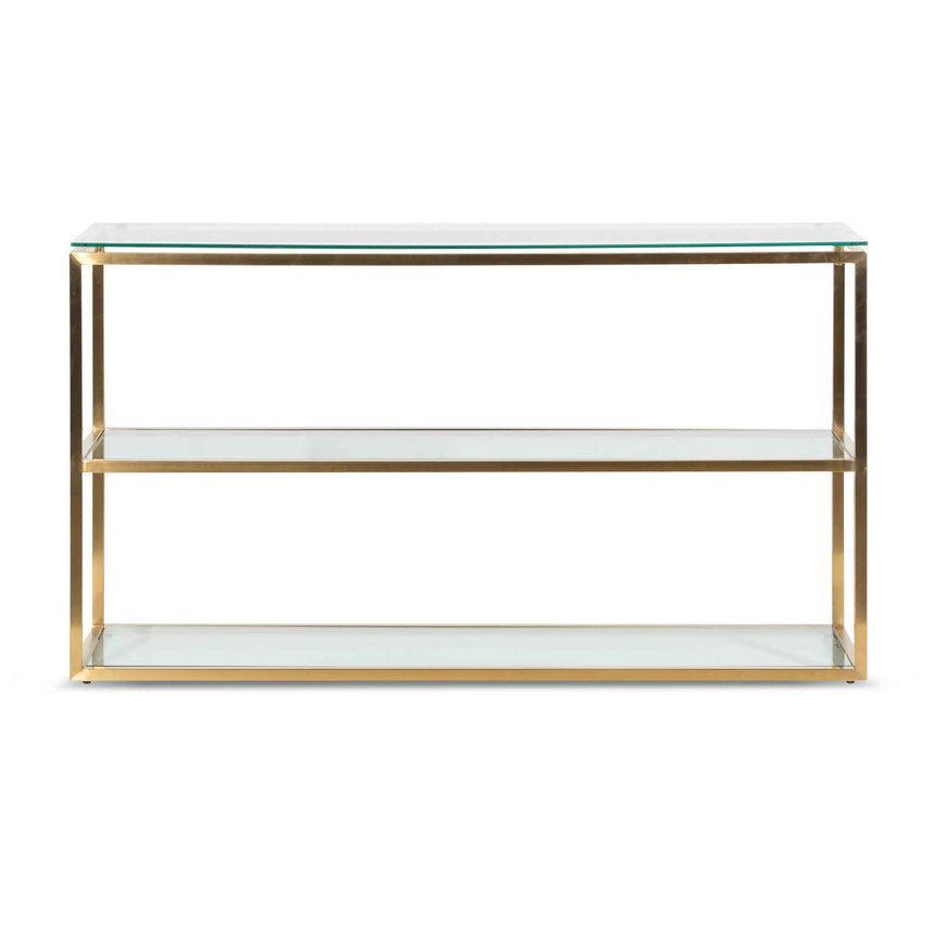 CDT6221-BS 1.4m Glass Console Table - Brushed Gold Base
