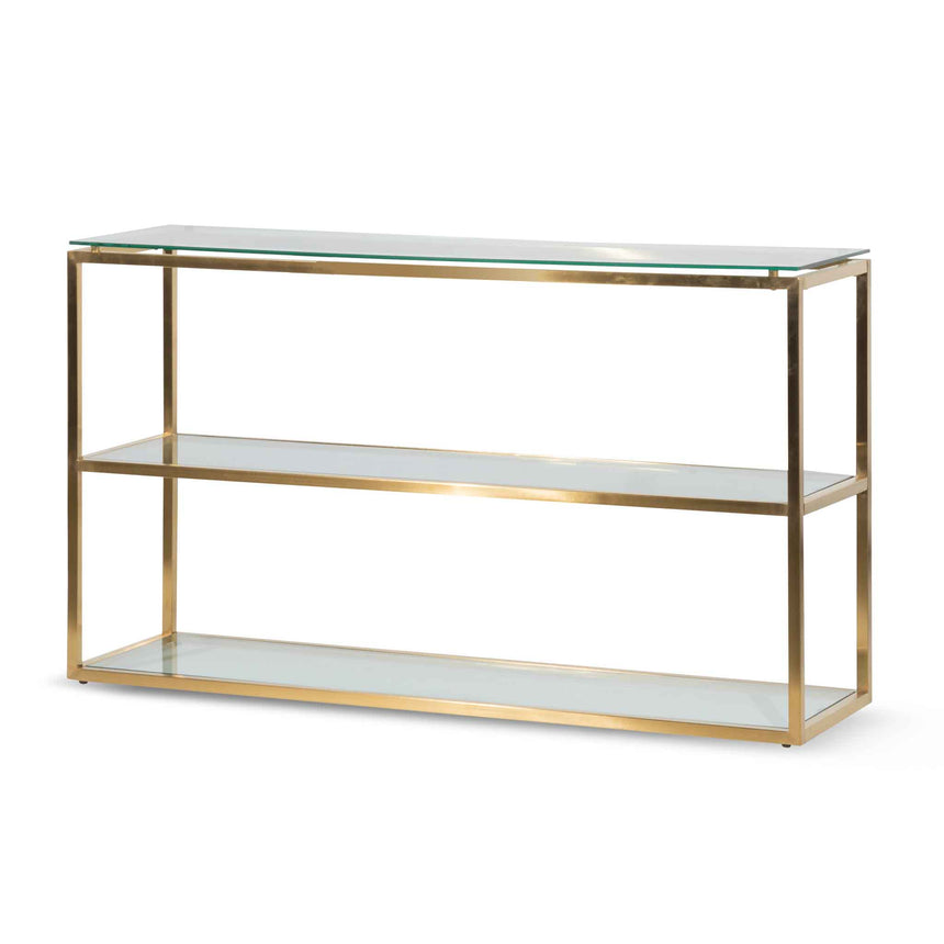 CDT2424-BS Glass Console Table - Brushed Gold Base