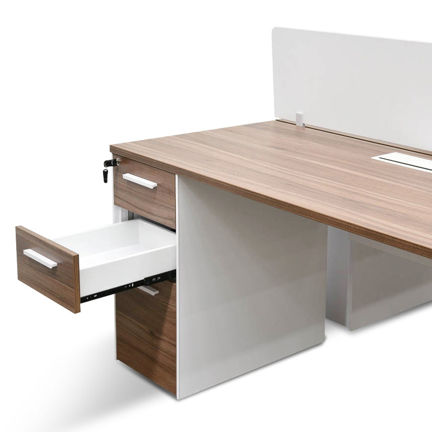 OT089-OT088 2 Seater 160cm Walnut Office Desk With Privacy Screen