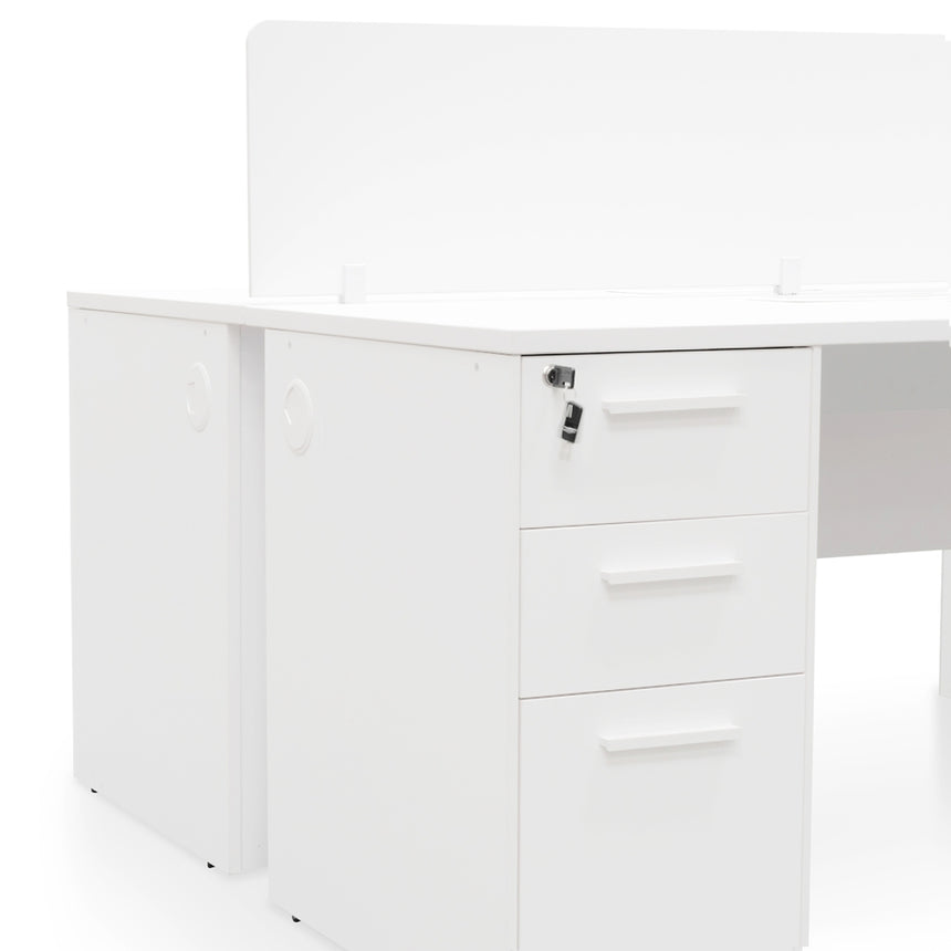 OT092-SN-OT088 2 Seater 160cm Office Desk  With Privacy Screen - White - Upgraded Legs