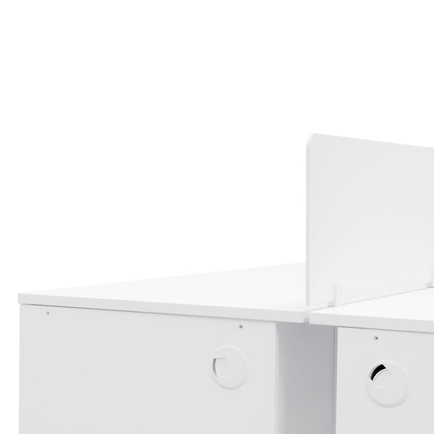 OT092-SN-OT088 2 Seater 160cm Office Desk  With Privacy Screen - White - Upgraded Legs