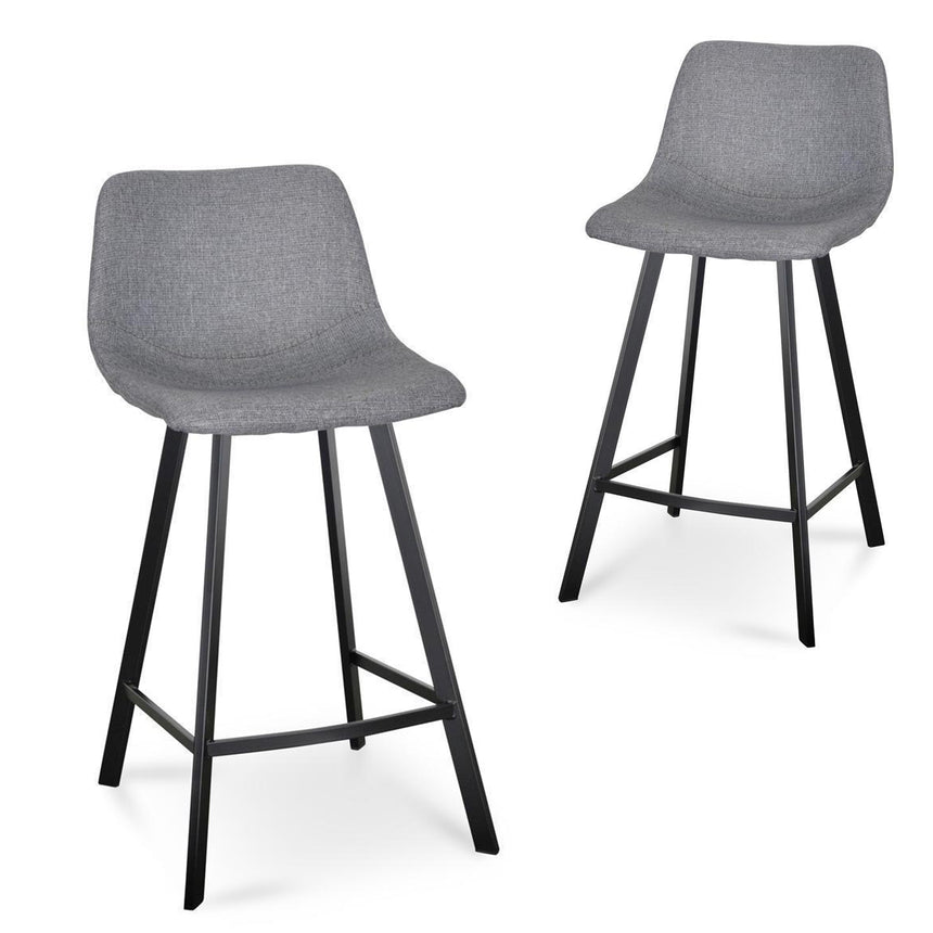 CBS8761-KS 65cm Brushed Gold Bar Stool - Grey Boucle