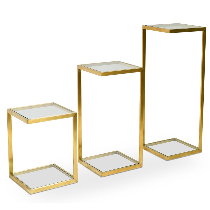 CST2358-KS Glass Side Table - Gold Base  (Set of 3)