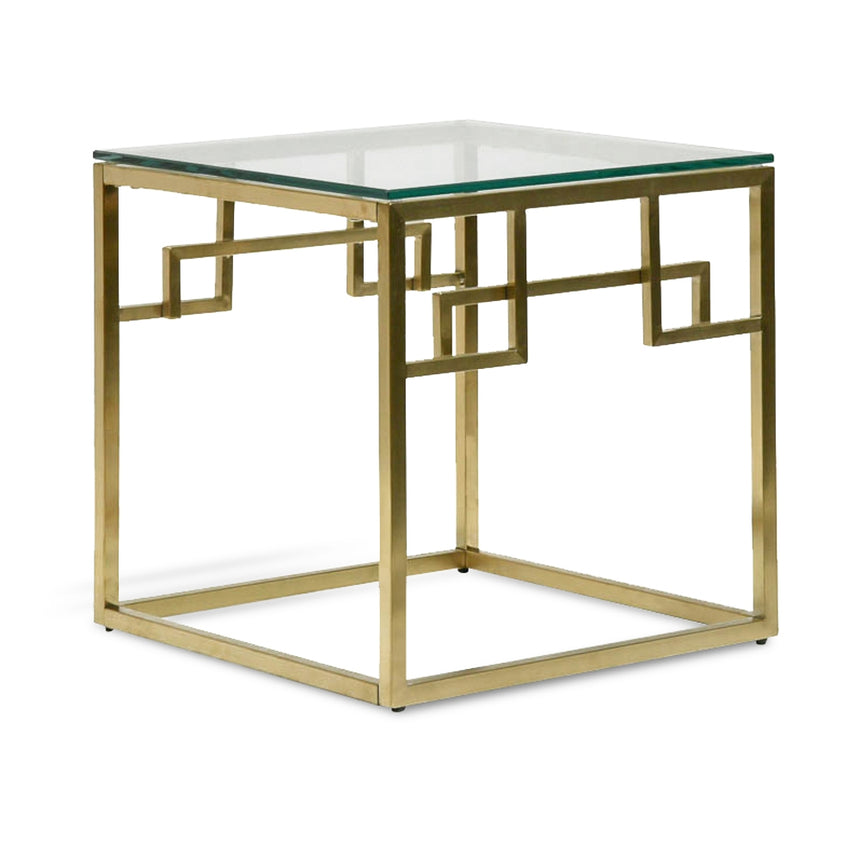 CST2426-BS Side Table - Glass Top - Brushed Gold Base