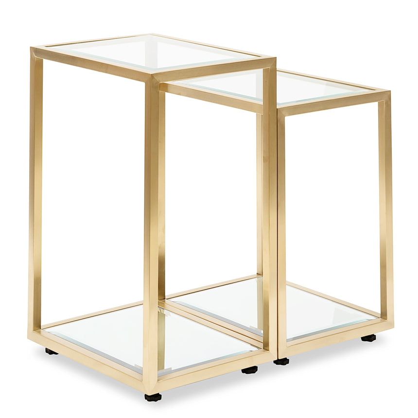 CST2586-BS Glass Side Table - Brushed Gold Base