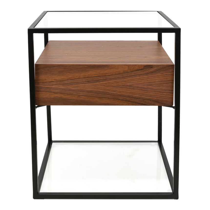 CST311WAL-IG Glass Side Table - Walnut
