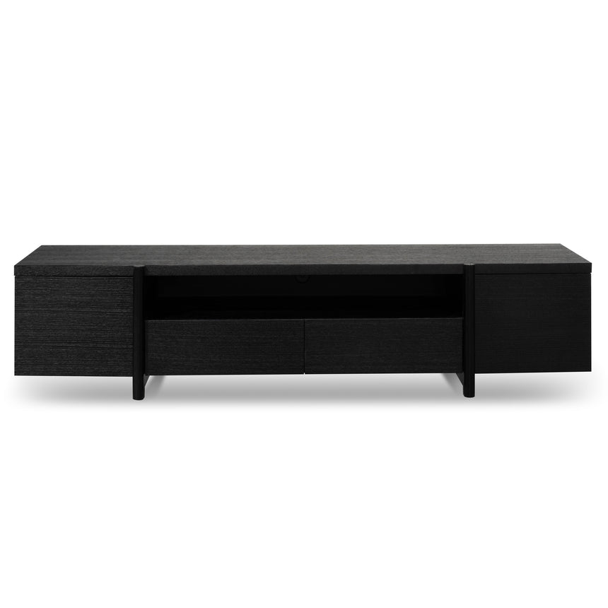 CTV2611-BB Lowline 2.1m Entertainment TV Unit - Black Oak - Timber Legs