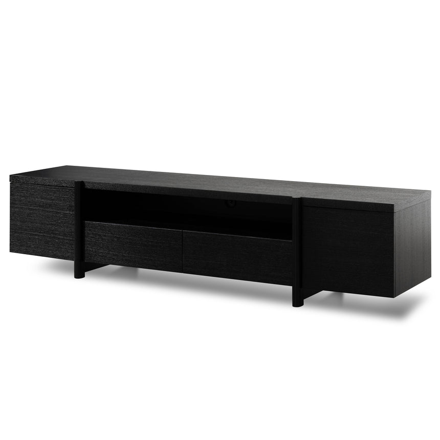 CTV2611-BB Lowline 2.1m Entertainment TV Unit - Black Oak - Timber Legs