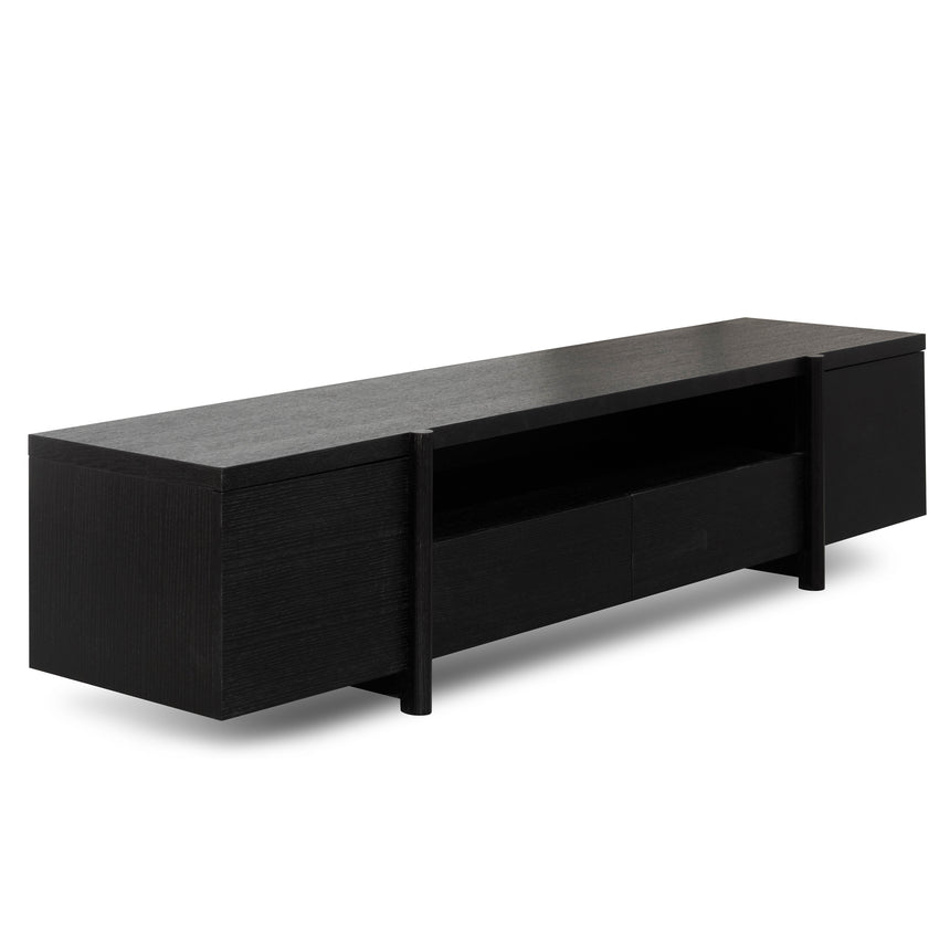 CTV2611-BB Lowline 2.1m Entertainment TV Unit - Black Oak - Timber Legs