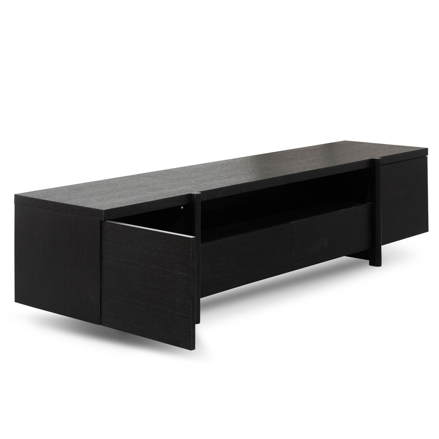 CTV2611-BB Lowline 2.1m Entertainment TV Unit - Black Oak - Timber Legs