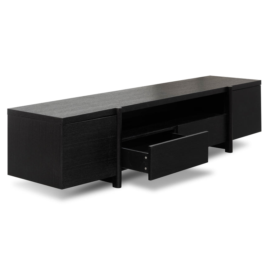 CTV2611-BB Lowline 2.1m Entertainment TV Unit - Black Oak - Timber Legs