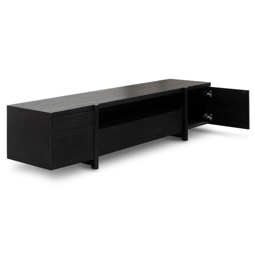 CTV2611-BB Lowline 2.1m Entertainment TV Unit - Black Oak - Timber Legs