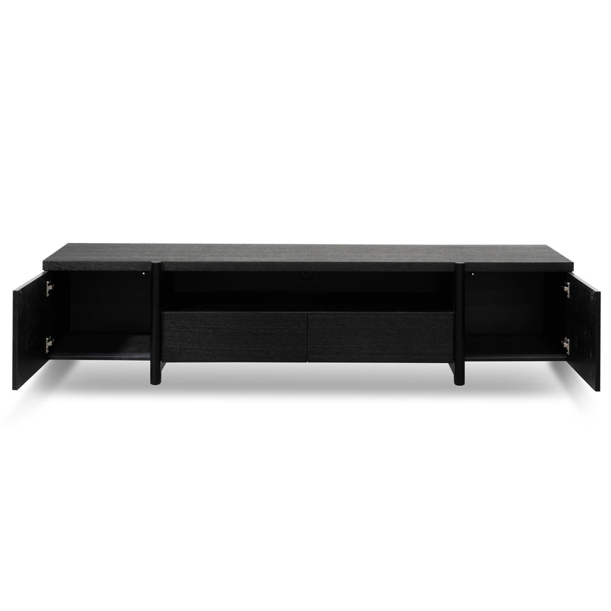 CTV2611-BB Lowline 2.1m Entertainment TV Unit - Black Oak - Timber Legs