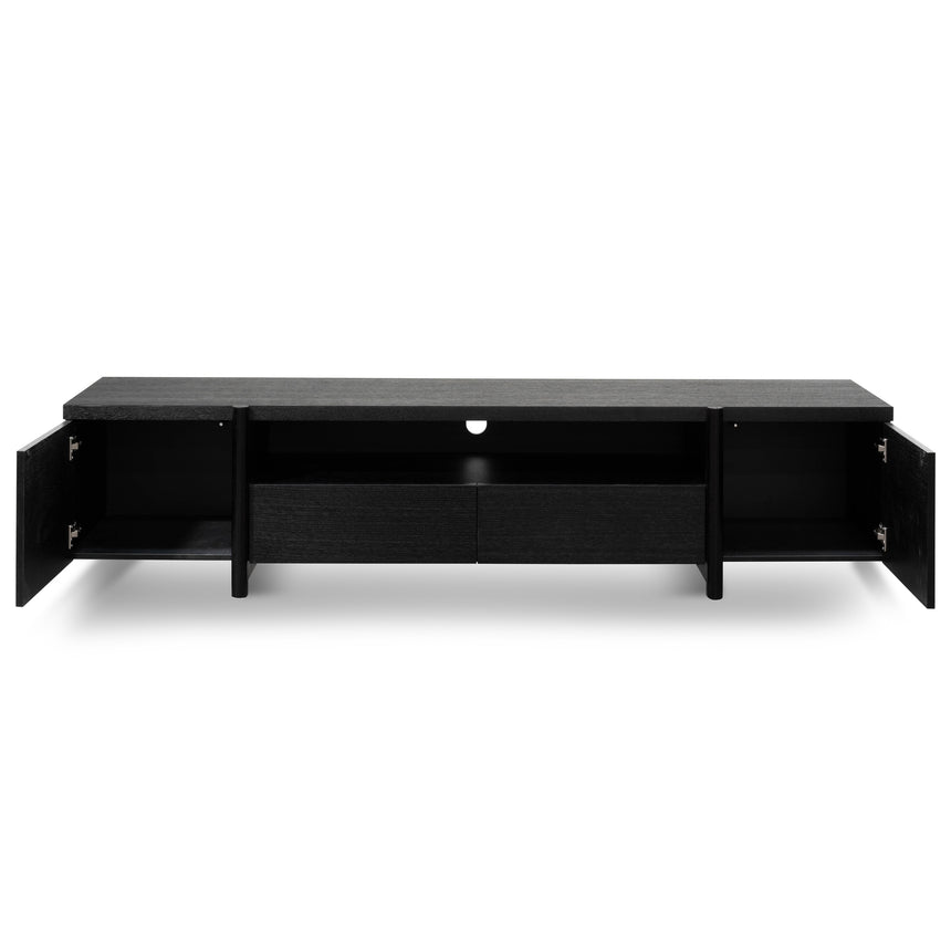 CTV2611-BB Lowline 2.1m Entertainment TV Unit - Black Oak - Timber Legs