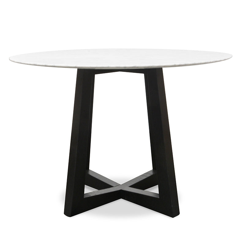 CDT978-SD 1.15m Round Marble Dining Table - Black Base